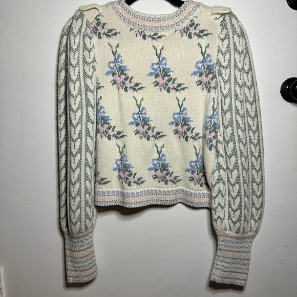 LoveShackFancy Warwick Cropped Floral Pullover Sweater - Picture 4 of 10